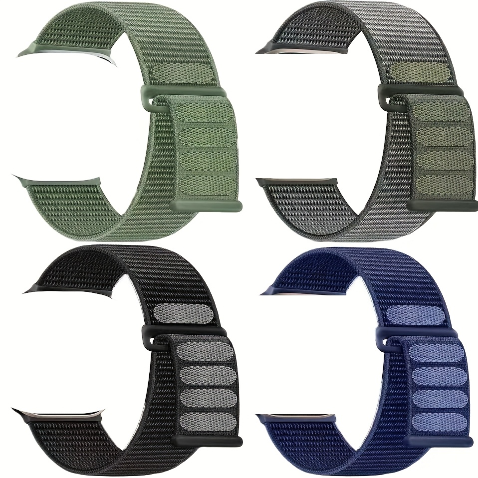 E-shop 4 Stück Apple Watch Armbänder, Weiche Atmungsaktive Elastische Bänder, Kompatibel mit Apple Watch Ultra/SE/10/9/8/7/6/5/4/3/2/1, Sportlich