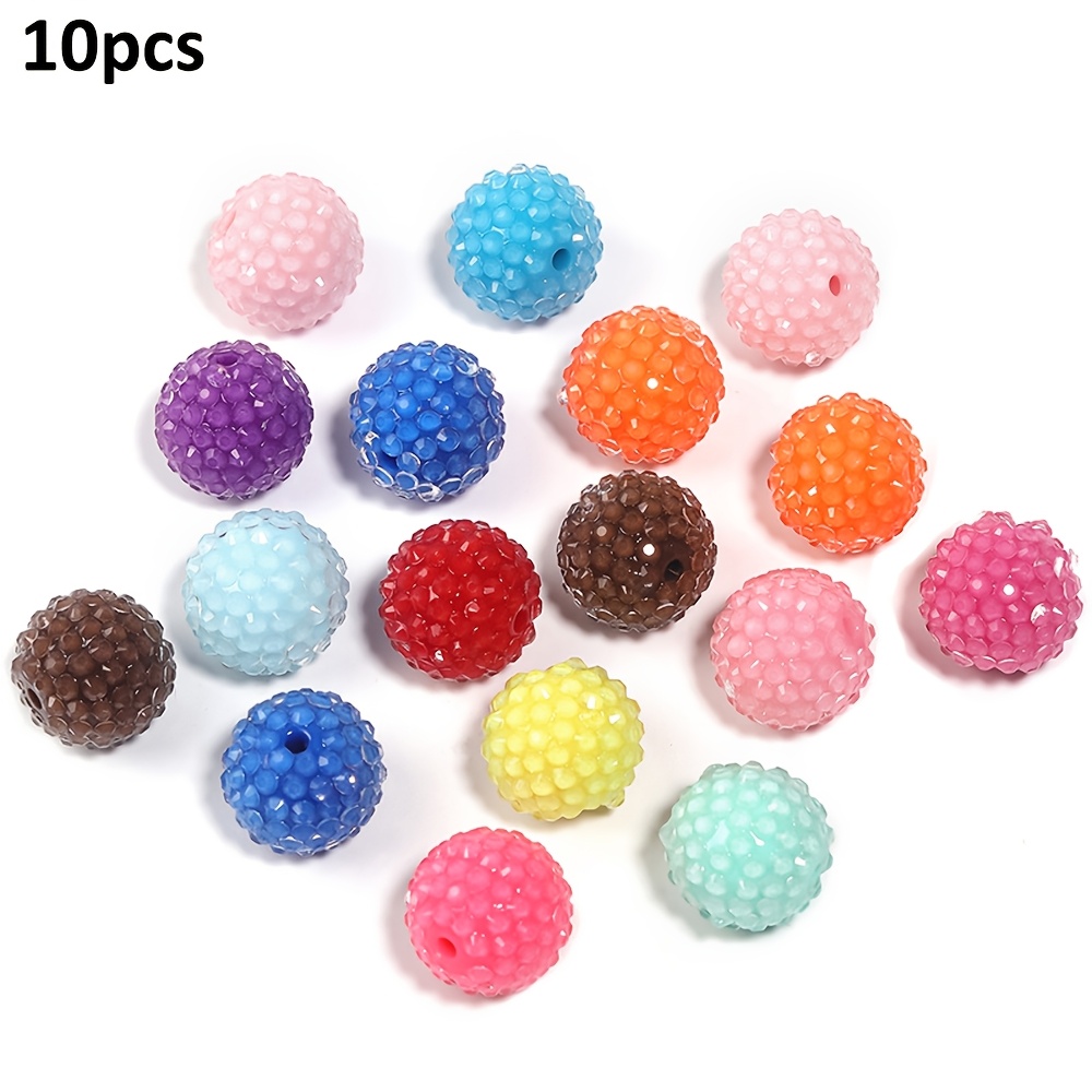 TEMU 10pcs Of 16mm Transparent Resin Rhinestone Beads, Acrylic Random Mixed-color Round Beads, Suitable For Diy Beaded Pens, Phone Charms, Keychains,