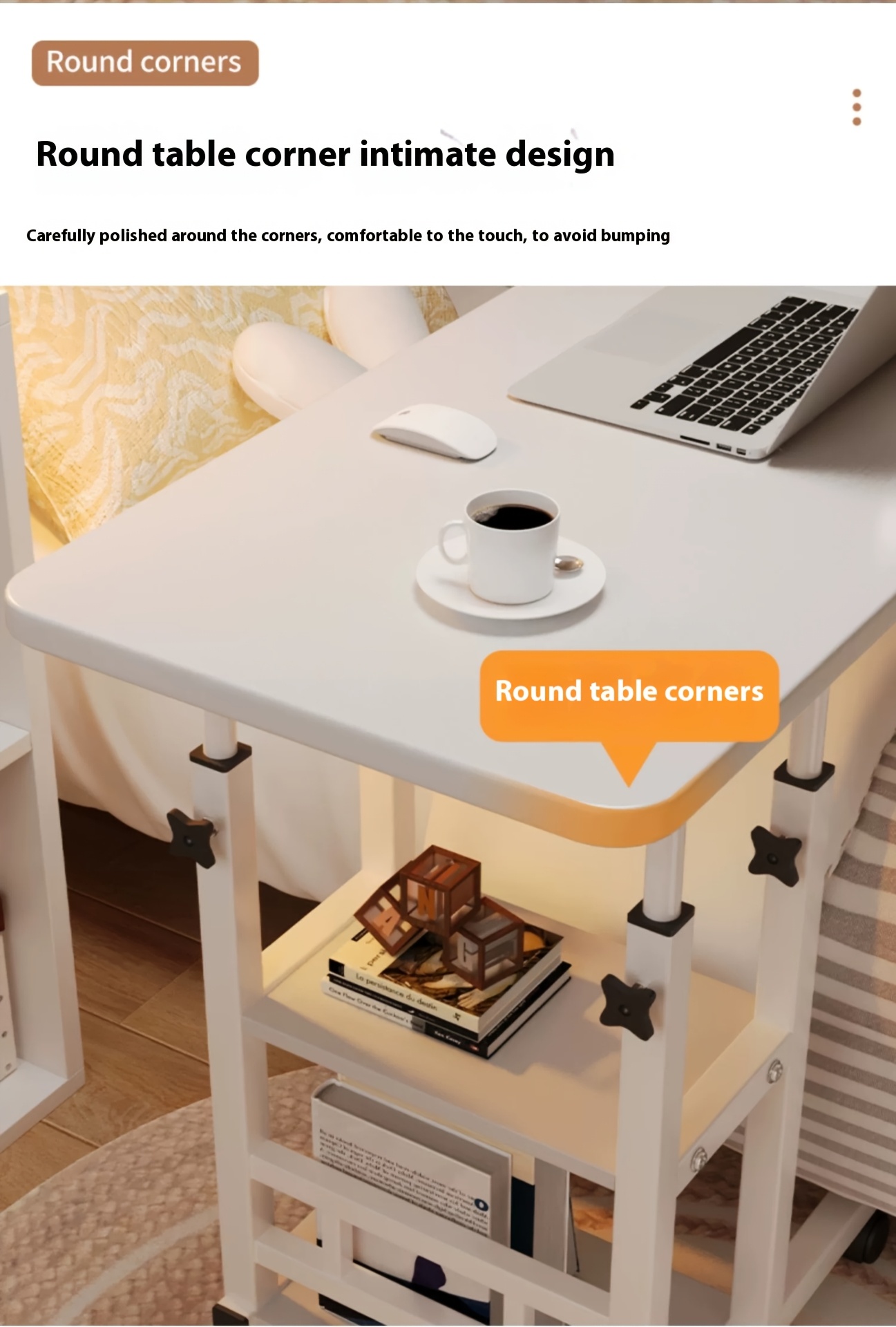 A Versatile And Portable Computer Desk Suitable for Home Use, Including Bedrooms And Living Rooms. This Easy And Adjustable Writing Desk Is Ideal for Students, Featuring 360-Degree Rotating Wheels, Making It a Great Birthday Present
