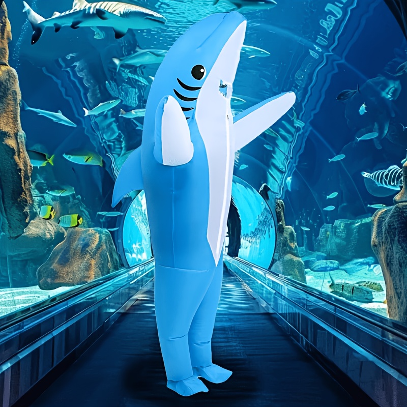 TEMU Halloween Party Inflatable Costume Makeup Masquerade Prop Walking Inflatable Shark Outfit Christmas Party Role-playing Inflatable Costume,