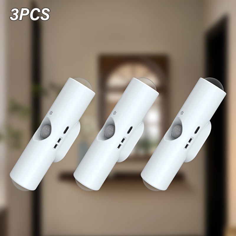 TEMU 3pcs Human Body Induction White Double-head Cat Eye Motion Sensor, Wall Lamp Magnetic Wall Lamp, Detachable Wall-mounted With Lens Lighting, Up