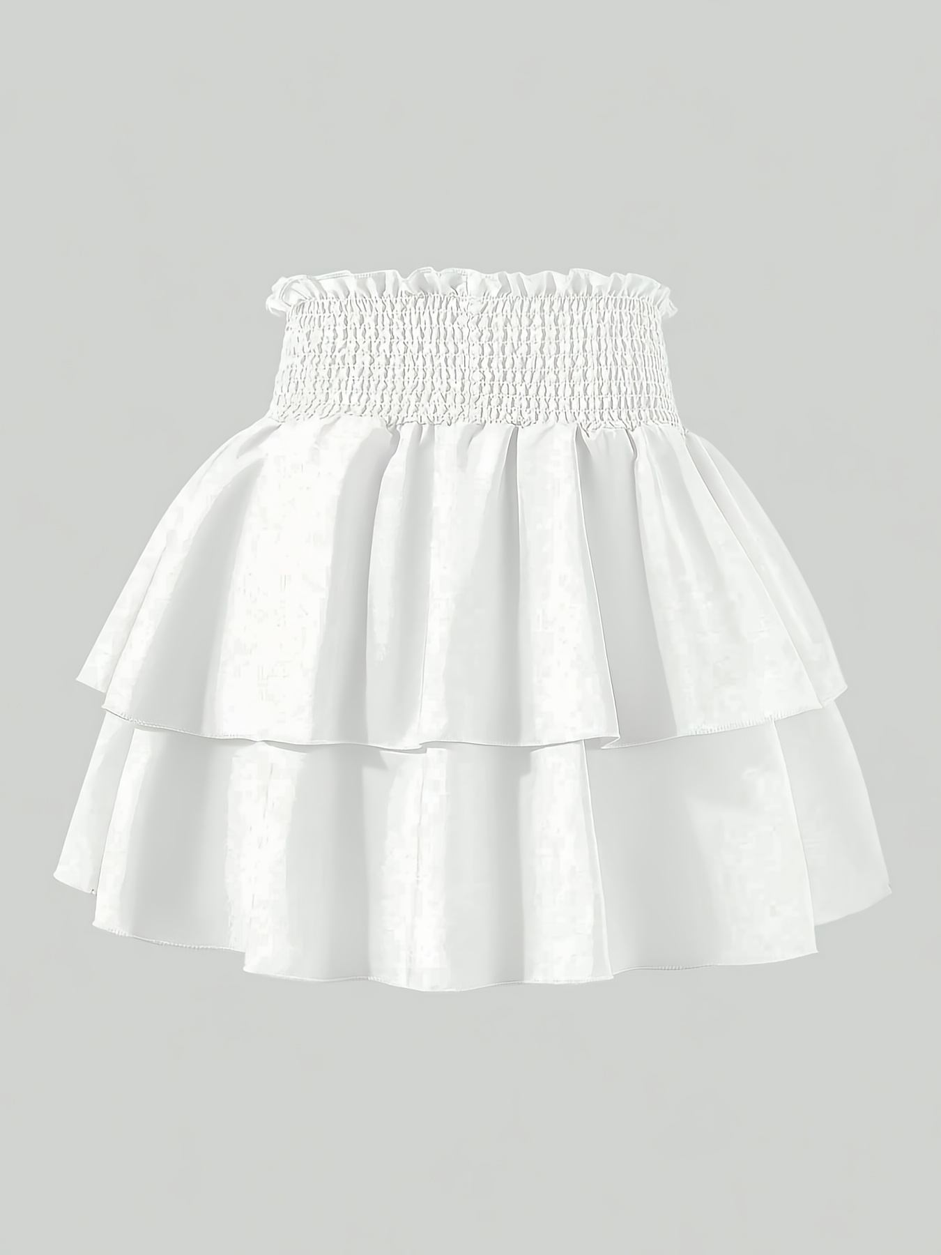 season high waisted elastic drawstring double layered ruffle
