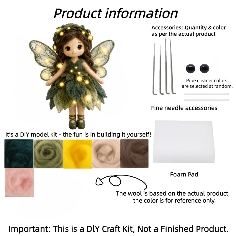 TEMU Kit de 1 juego de fieltrado con aguja de princesa, kits de fieltrado para principiantes adultos con tutoriales , kit de fieltrado DIY de de de