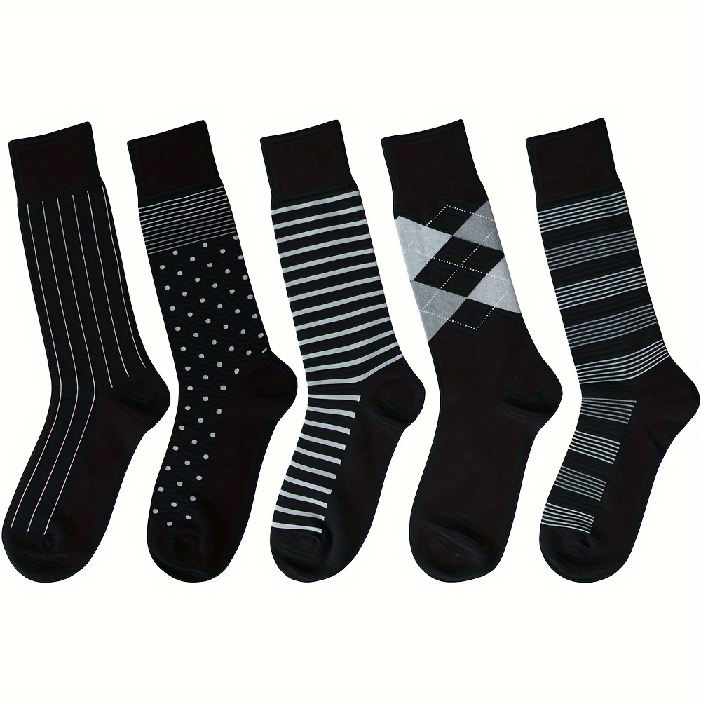 

5 Pairs Modal Odor Resistant Dress Socks For Men Cotton Business Crew Socks Patterned Dress Socks Funny