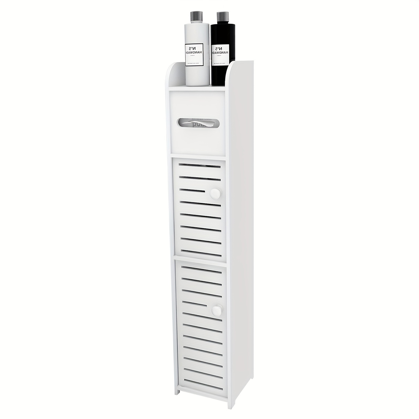 TEMU Bathroom Narrow Storage Cabinet, 17*15*78cm, White Double Door Storage Cabinet, Bathroom Storage Cabinet, Bathroom Storage Drawer, Compartment,