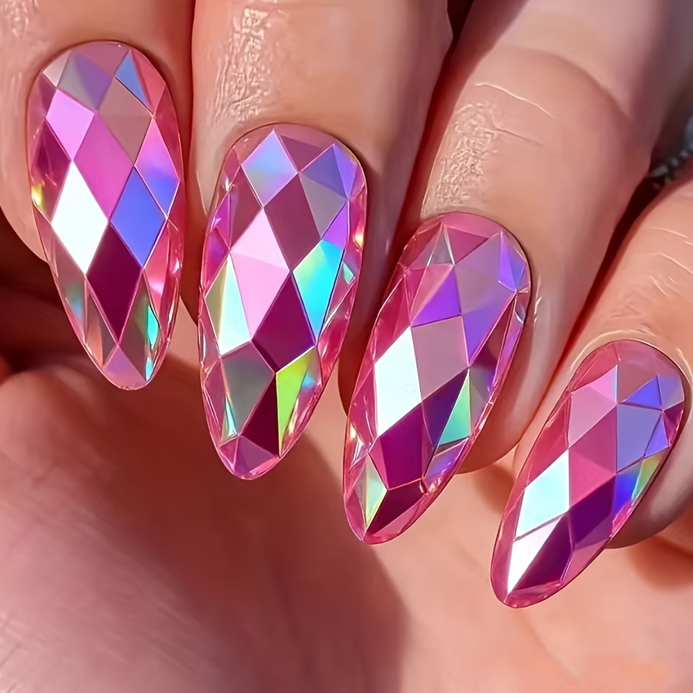 TEMU 24pcs Of Three-dimensional Electroplated Fake Nails, Detachable Fake Nails, Fashionable Purple And Pink Nails For A Chic Manicure, Medium-length