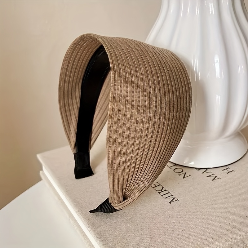 1pc Wide Knitting Hairbands For Women Korean Neutral Solid Turban With Teeth Head Band Headwear