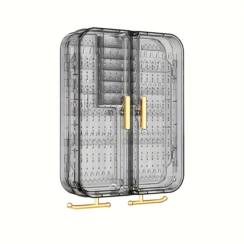 2pcs wall mounted jewelry organizer clear acrylic display case with no tool hanging earring necklace holder modern bathroom bedroom decor space saving jewelry tower for vanity closet earring holder sleek jewelry holder clear acrylic case jewelry organizer for bathroom Product details 9