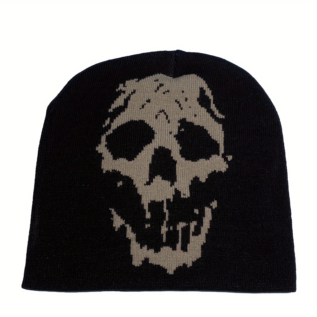 women's skull print y2k acrylic knit beanie hat elastic - Temu