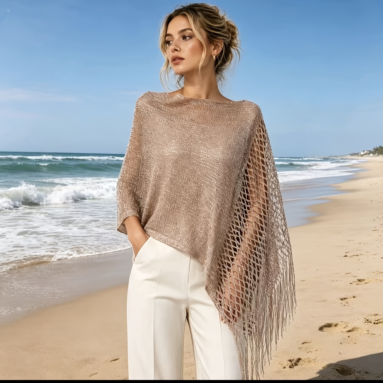TEMU Bufanda Chal Decorativa para Mujer, Diseño Pullover para Fácil Uso, No Requiere Complejo, Se Puede Drapear Sobre los Hombros. Adecuado para