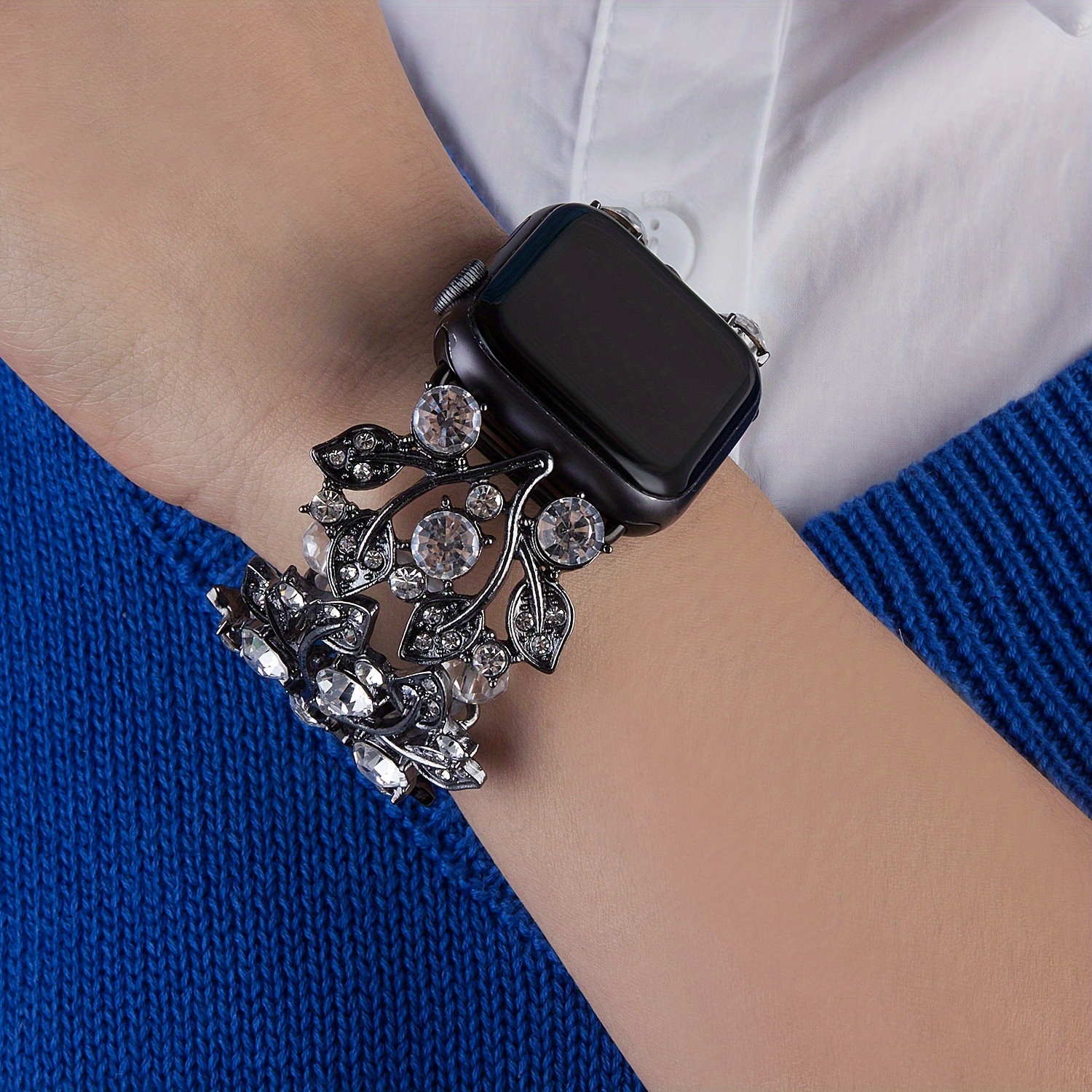 Bling Watch Band For Women Girls, 38mm-49mm Watch Strap For IWatch Ultra  SE, Sparkle Replacement Bracelet Band, Stretchy Rh - Main Image