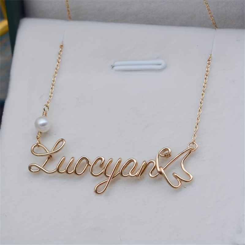 handmade personalized custom name necklace accent golden Temu