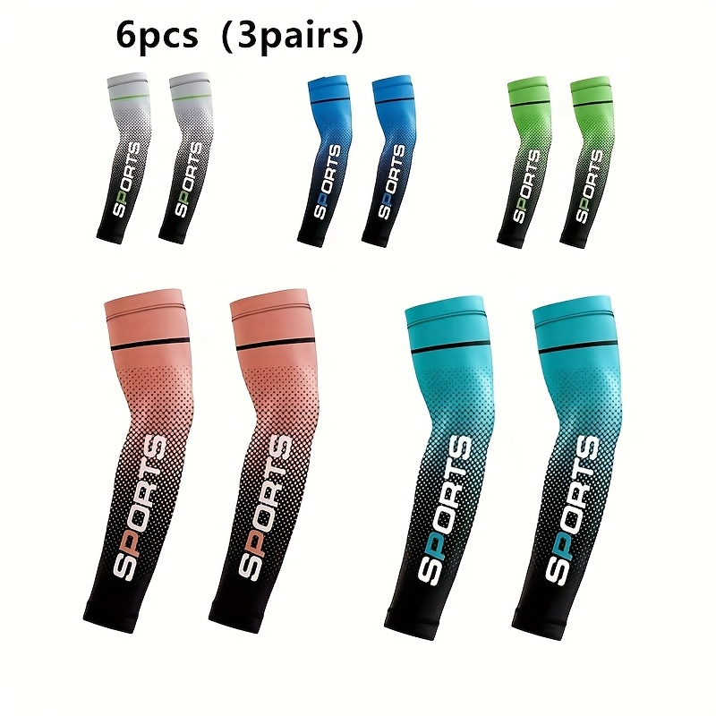 TEMU 6pcs 3 Pairs Cooling Arm Sleeves, Fashionable Sleeve Protectors, Random Colors - Suitable For Outdoor Sports Like Golf, Cycling, And Driving -