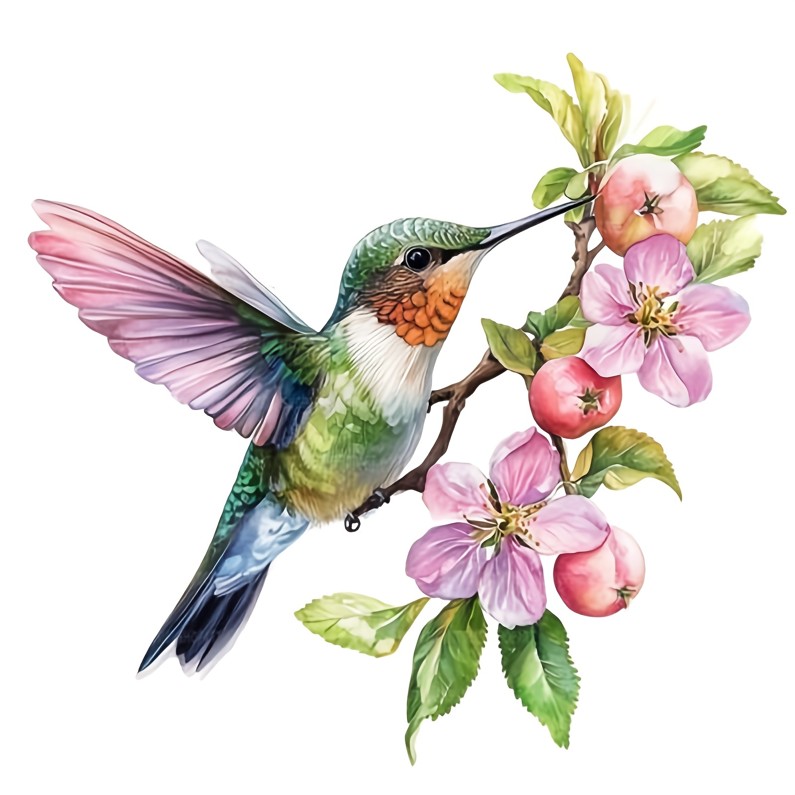 DIY Cross Stitch Print Kit, Frameless, Hummingbird Design
