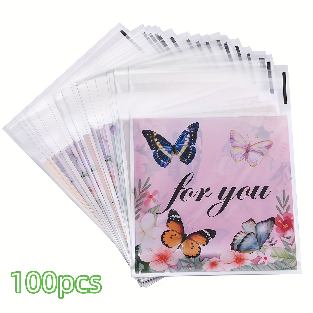 TEMU 100pcs Of Self-sealing Opp Bags With A Design, Ideal For Retail Packaging Of Bracelets And Earrings