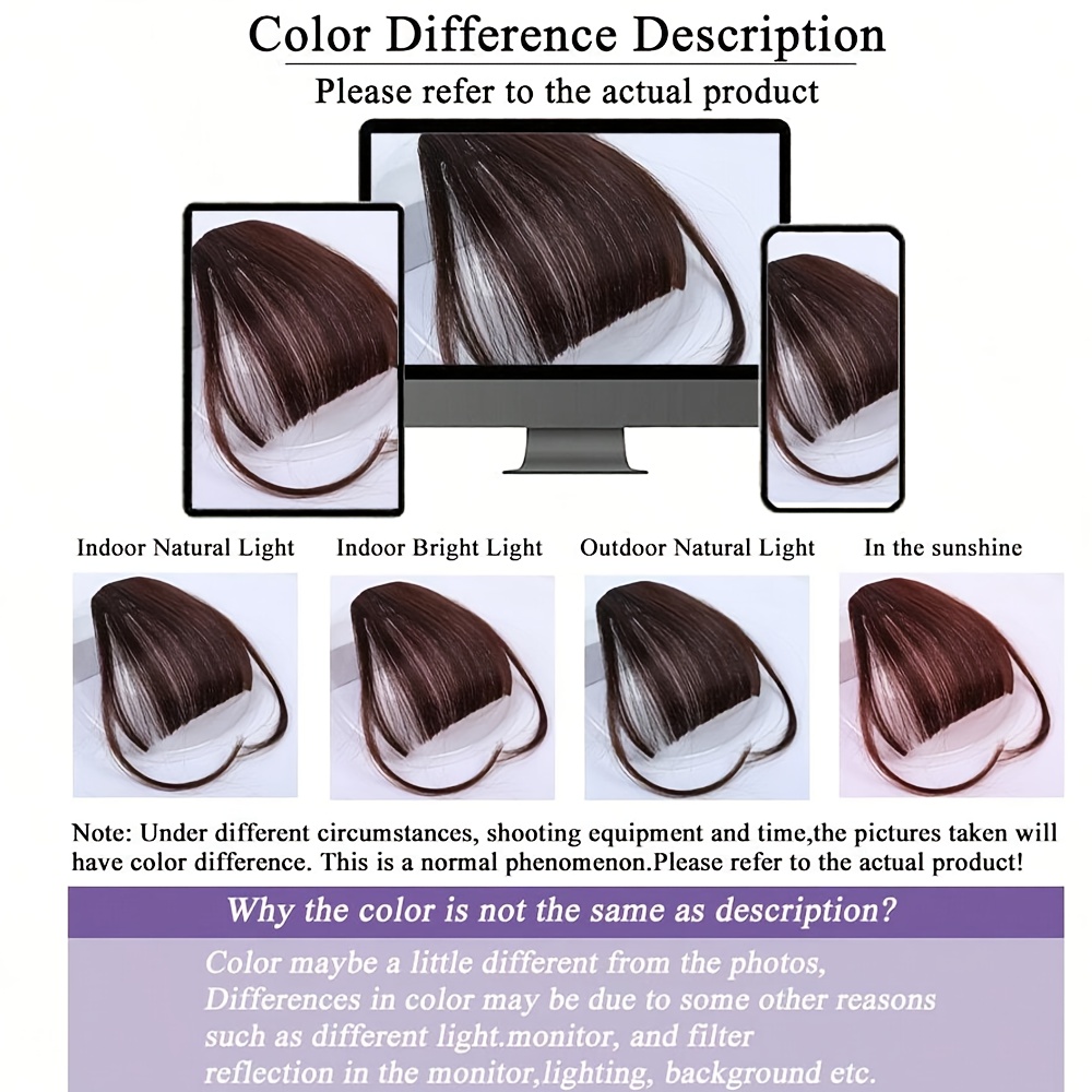 6 inch synthetic hair bangs extension for women natural looking straight hairpiece in dark brown light   high temperature fiber for daily wear parties valentines day outfits hair bun styling hair accessories details 5