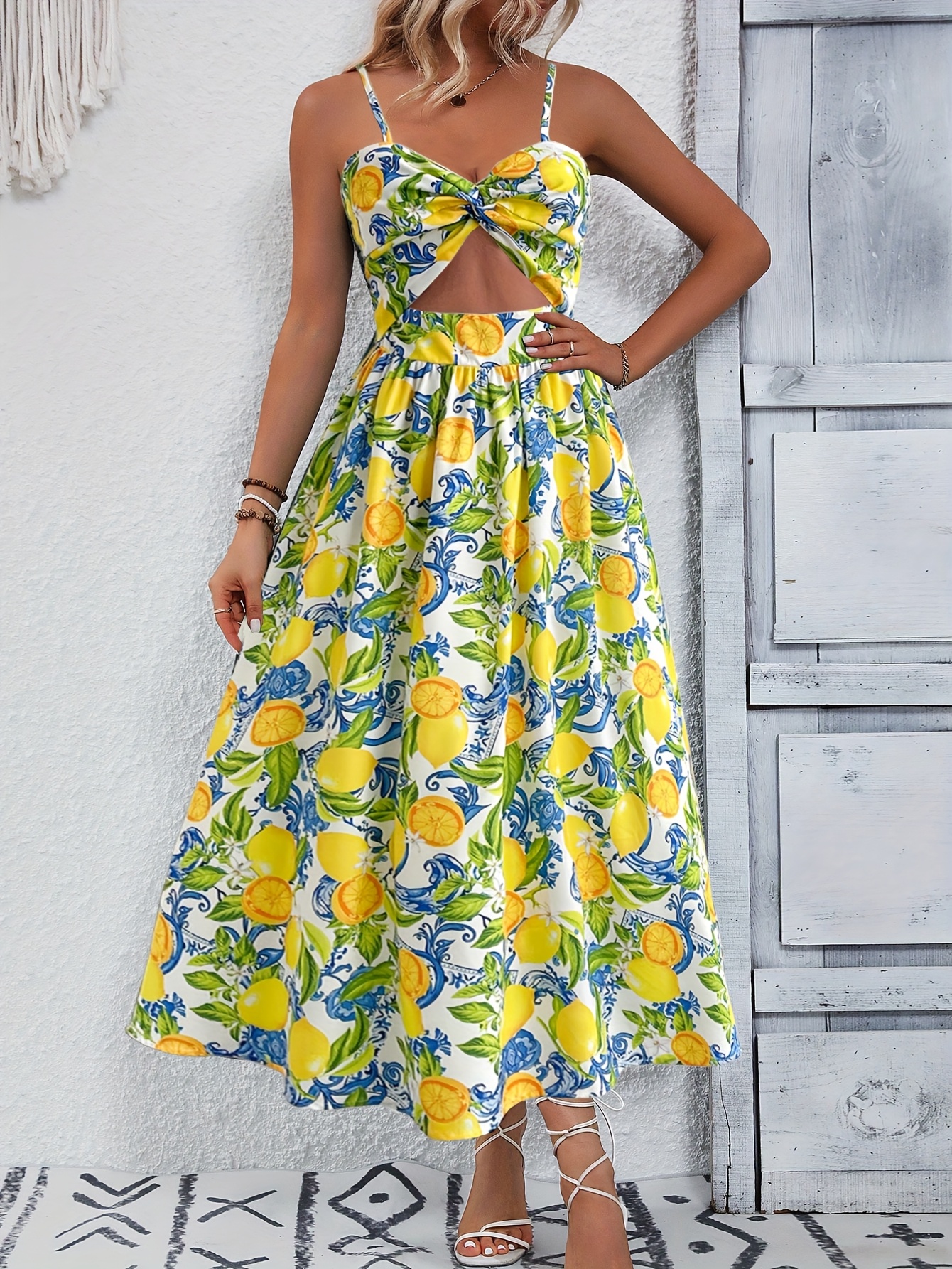 Zaful Ditsy Zaful Green Dress Short Spaghetti Strap Dresses For