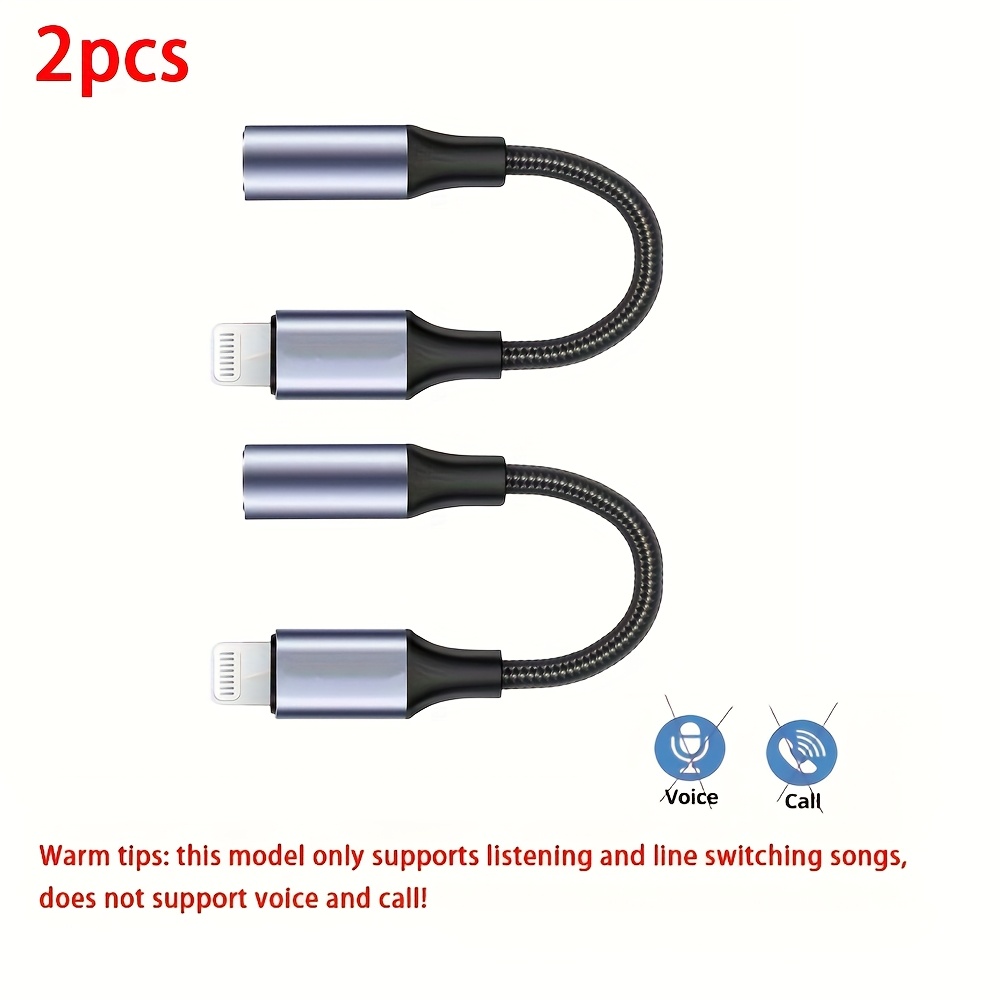 2pcs For Iphone To 3.5mm Jack Audio Adapter, Stereo Headphone Auxiliary Cable For Iphone 14 13 12 11 Pro Max Phone Headphone Converter