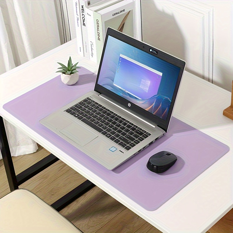 TEMU Ergonomic Purple Faux Leather Mouse Pad With Velvet Base - Waterproof, Non-slip Desk Mat For Office And Home Use