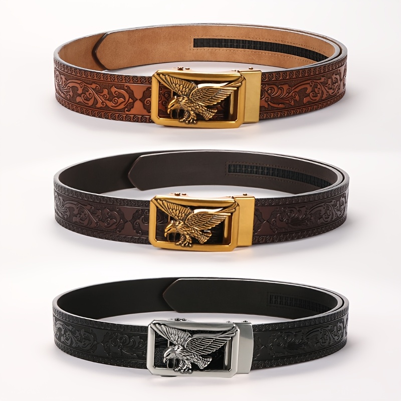 2-Pack Cowhide Golf Belt and Key Chain Set for Men, Adjustable Style