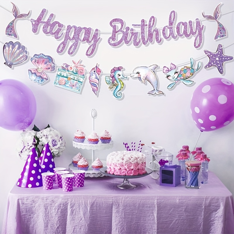 

1set Mermaid-themed Banner - Ocean-inspired Paper Garland With Seashells & Unicorn, ' Birthday & Shower Decorations