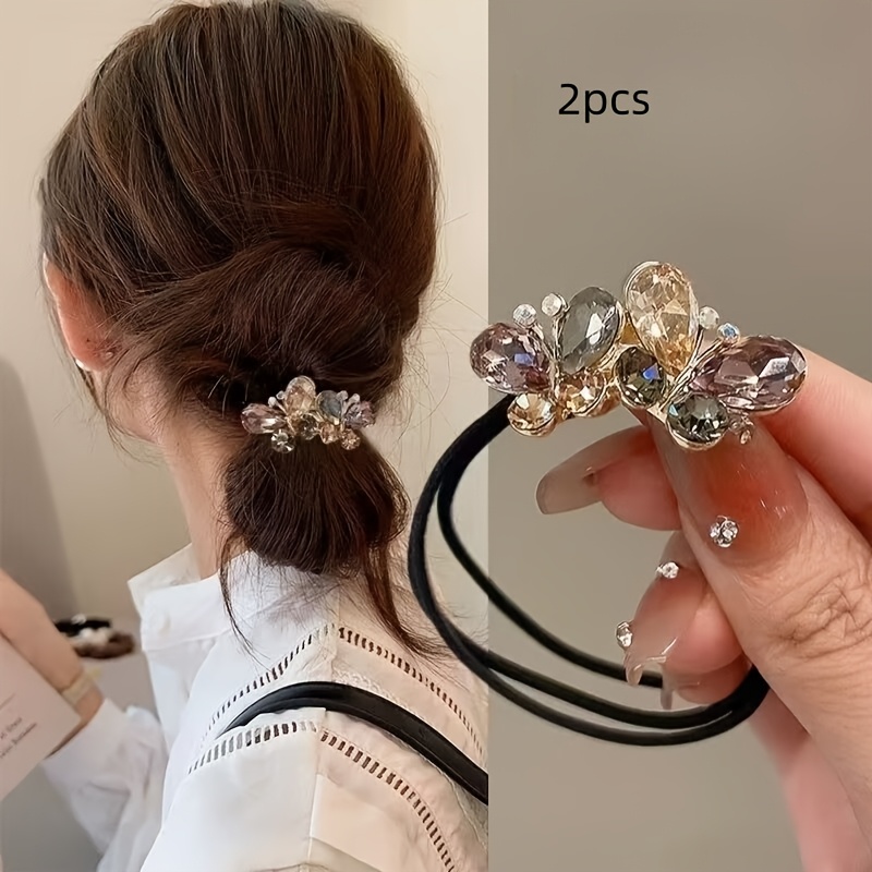 TEMU 2pcs Elegant Hair Ties Women's Style Rope Girly Hair Band Scrunchie Hair Accessory