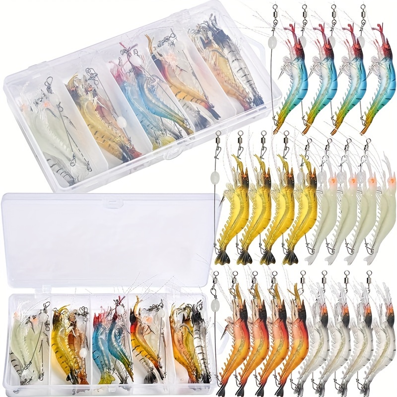 

Soft Shrimp Lures Fishing Saltwater Luminous Shrimp Bait Set Fishing Lures With Sharp Hooks For Freshwater Saltwater Trout Bass Salmon Crappie Walleye Pike Perch