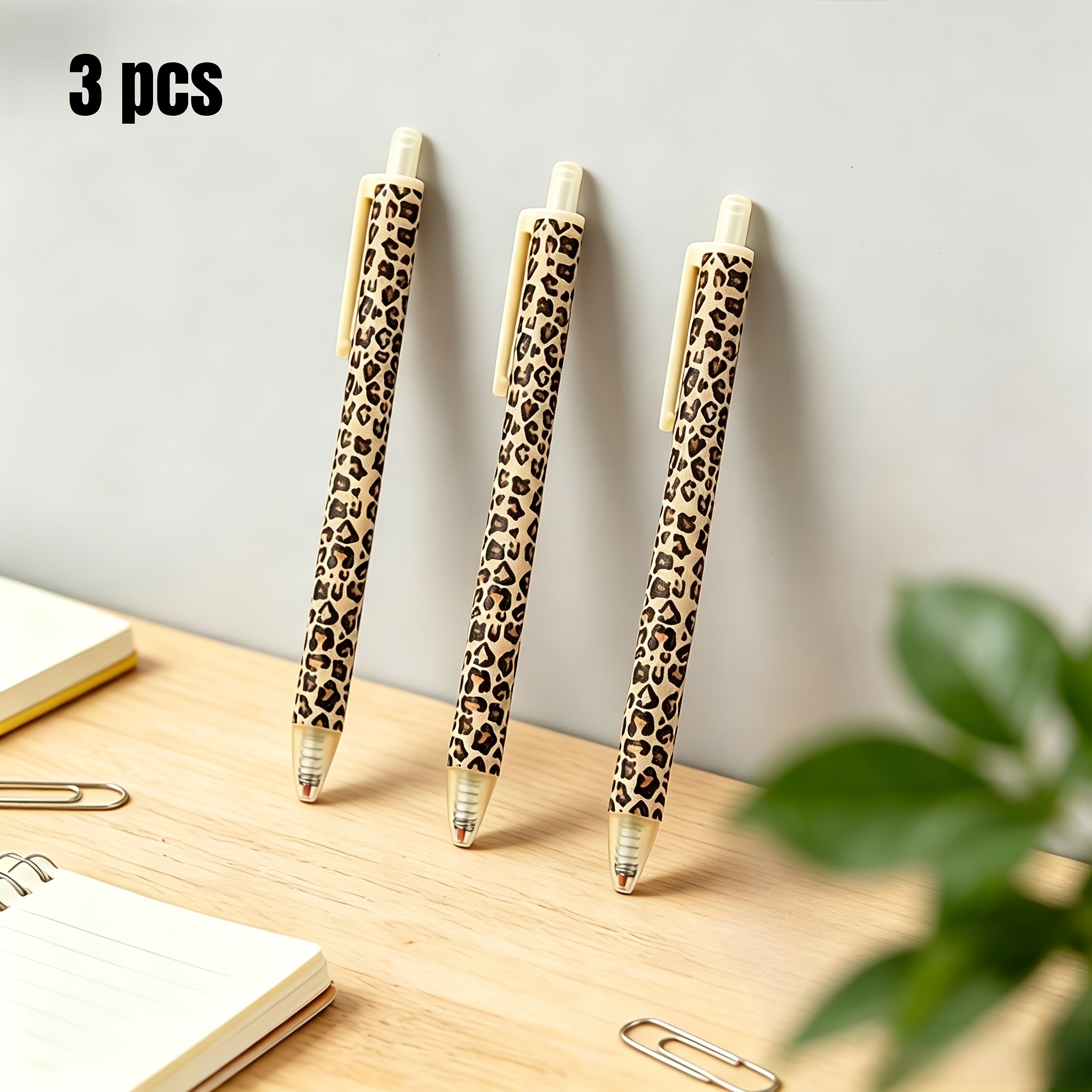 TEMU 3-pen Set, Print Retractable Gel Pens, Smooth Everyday Writing Office Stationery, Black Ink Perfect For Office And School Supplies, Gift For