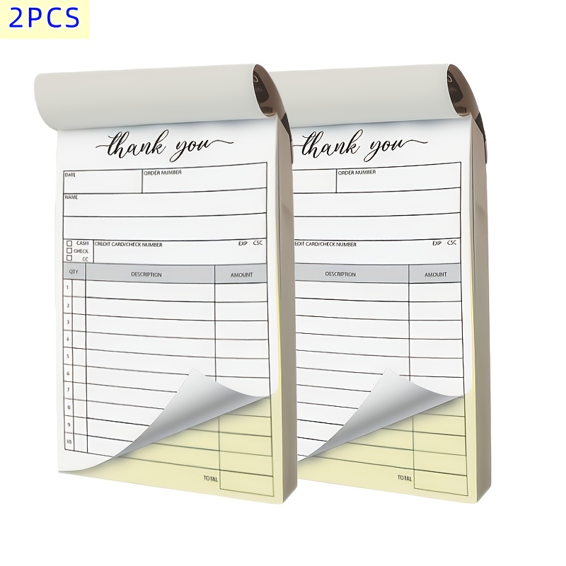 TEMU 2pcs - Small Business Thank-you Receipt Book - 3.54x5.12 Inches Carbonless Receipt And Invoice Book, Carbon Copy Dealer Form, Receipt Single