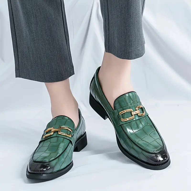 new mens business loafers shiny pointed toe green dress - Temu new mens business loafers shiny pointed toe green dress - Temu