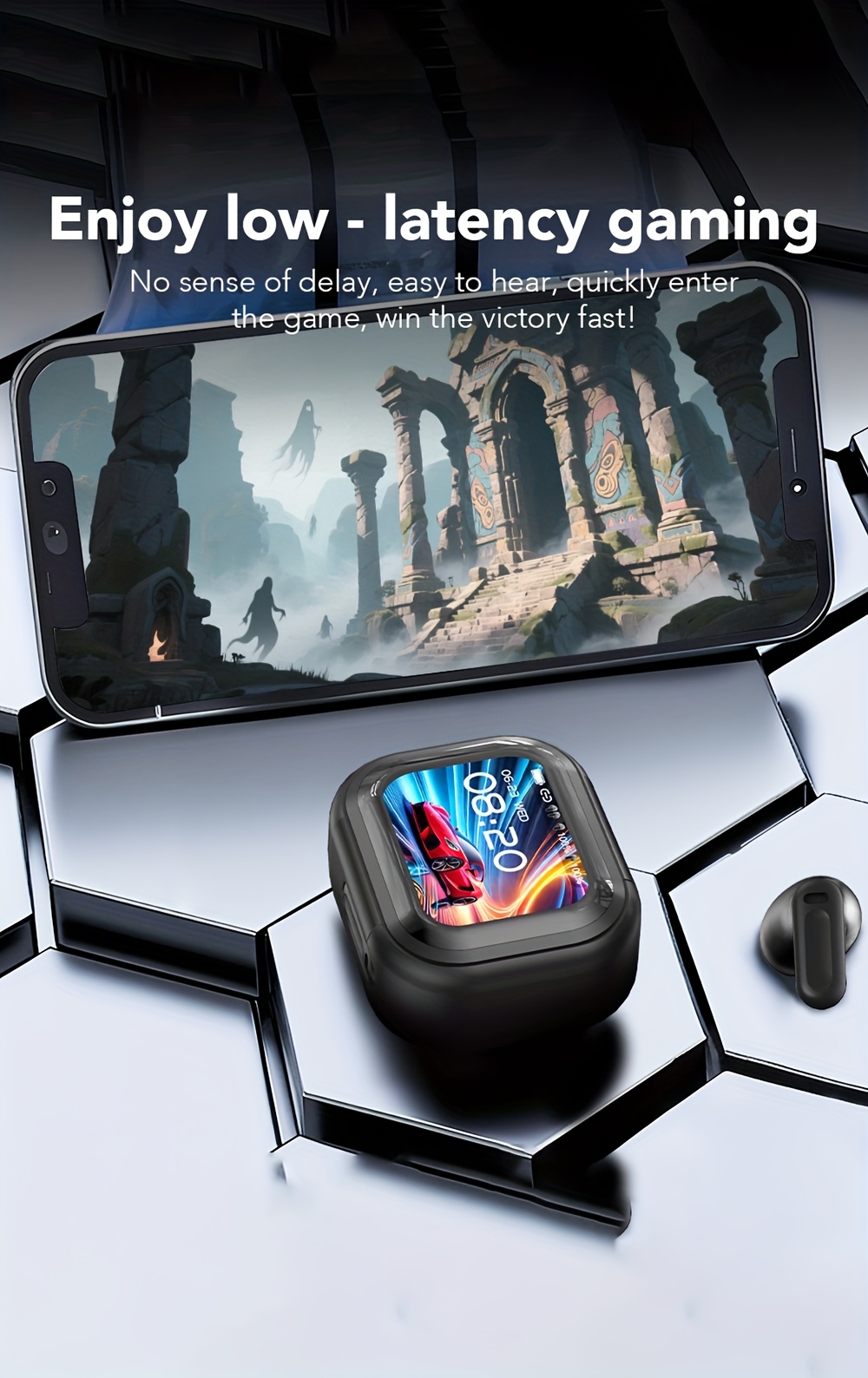 1pc HTC NE20 Wireless Translation Earbuds, Equipped with Translation for Over 136 Languages, Enabling Better Cross-linguistic Communication. Features V6.0 Low-latency Wireless Connectivity, Active Noise Cancellation for Undisturbed Sleep