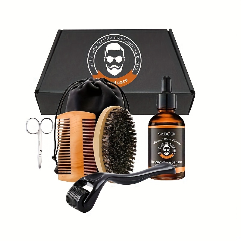 0.25mm Roller Set Men's Beard Gift For Dad, Boyfriend, Birthday, Father's Day - Beard Care And Trimming Kit