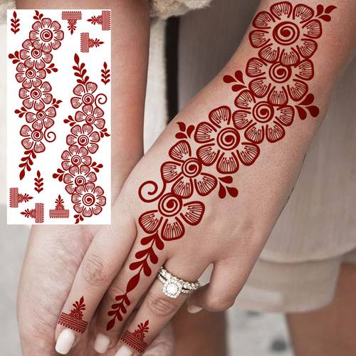 1 sheet ramadan kareem temporary tattoos for women hands flower chain tattoo sticker ramadan mubarak fingers feet painting art tattoos decals eid al fitr additions