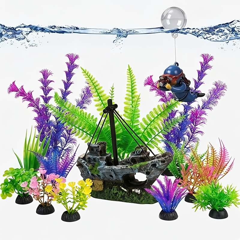 2er-Set Künstliche Aquarienpflanzen – Realistisches Design, 18 Cm, Mit Beschwerter Basis – Sicher Für Süß- & Salzwasser, Für Fische & Haustiere