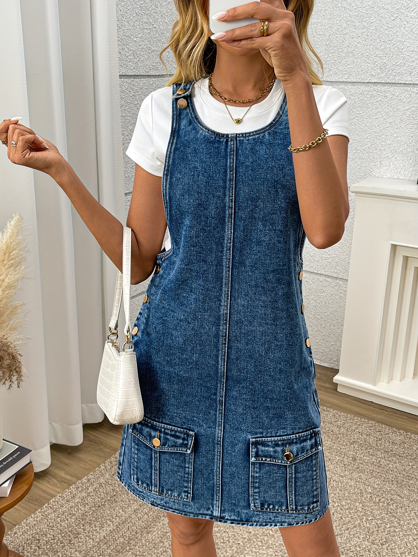 Plus Size Denim Jumper Dress Women'S Summer Short Skirt