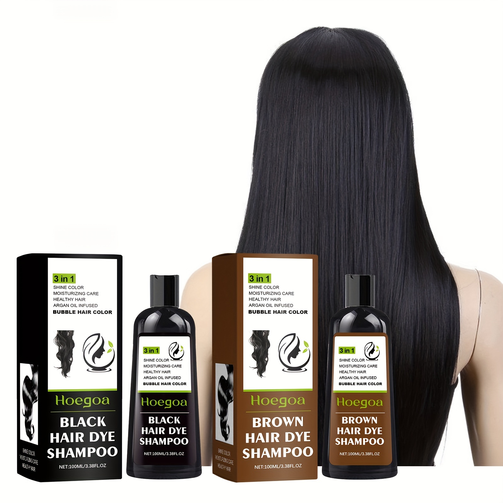 

100ml Hair Dye Shampoo, Plant Bubble Hair Color Shampoo, Instant Hair Dye Shampoo For Covering Gray White Hair