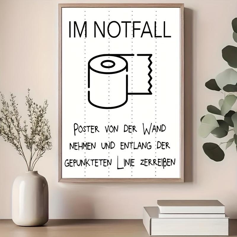 TEMU 1pc Of A Roll Of Toilet Paper Lettering Canvas Poster In Modern Style, Ink Lettering Wall Art, Frameless Wall Hanging, Suitable For , Bathroom,