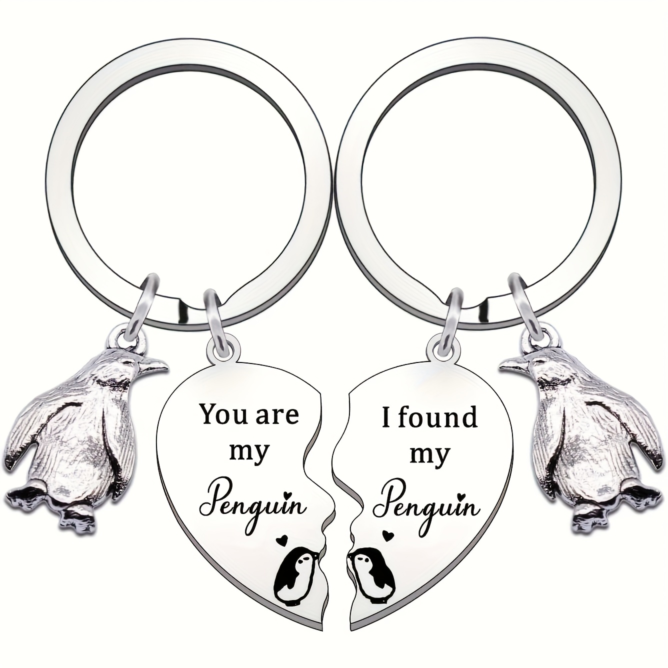 TEMU 2pcs Set Zimoxuan Couple Keychain - Heart-shaped 
