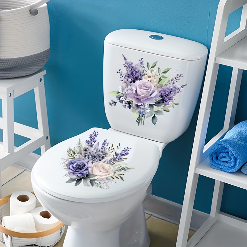 Flower Leaves Toilet Cover Sticker Decals,Flower Leaf Bird Waterproof