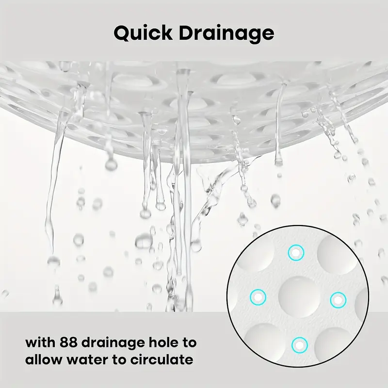 1pc fan shaped non slip mat 54x54cm with suction cups drainage holes pvc material machine washable suitable for bathroom kitchen greenhouse decoration Product details 1