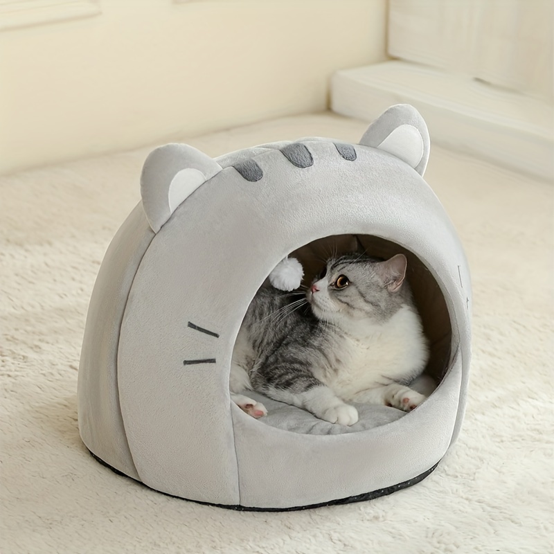 Cozy Cat Bed - Soft, Breathable Polyester Nest for All Seasons | Classic Style Kitten House with Cushion Mat | Ideal for Small to Large Cats, Cat Basket, Sleep Basket