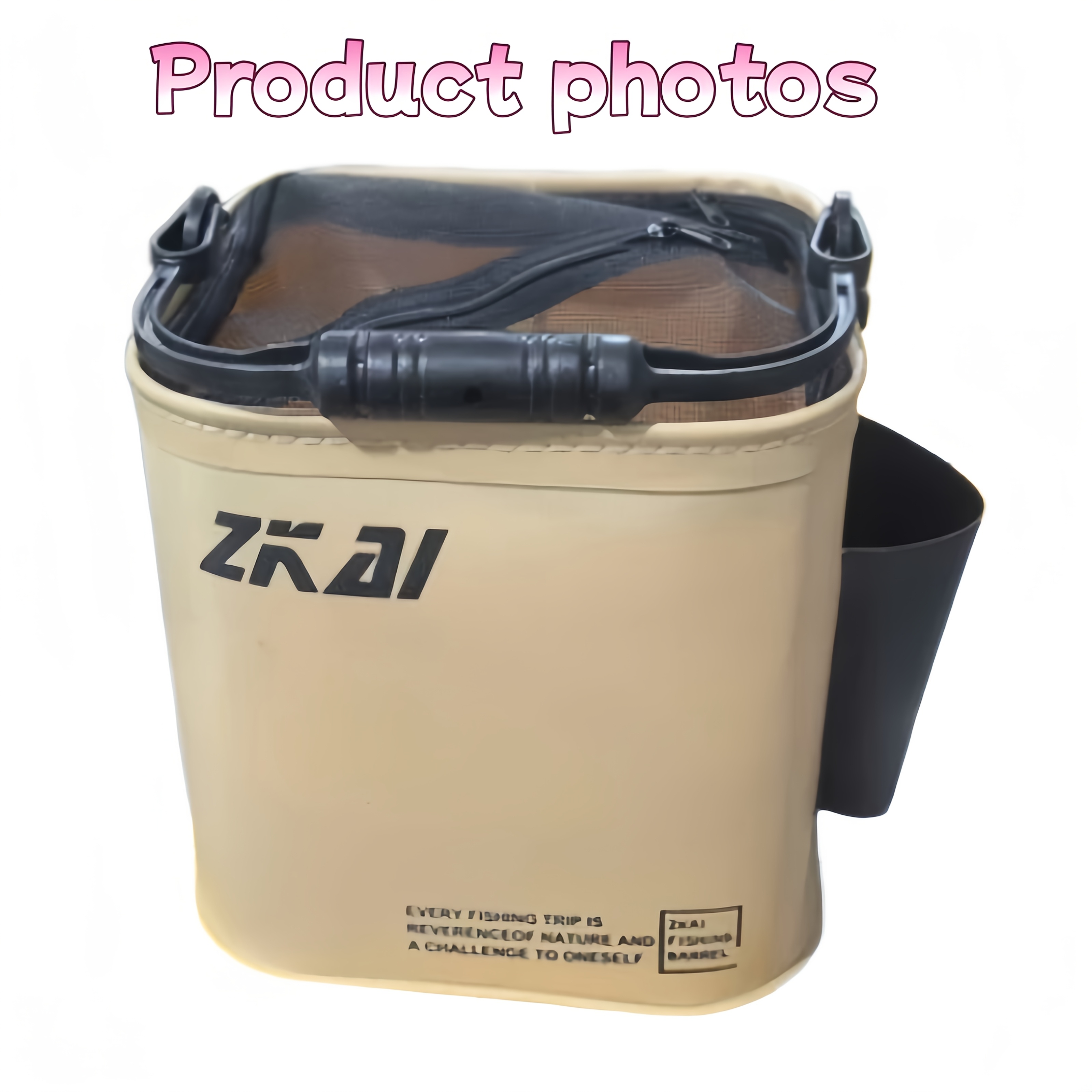 TEMU Collapsible Fishing Bucket Outdoor Fishing Accessory Daily Utility Supply Portable Multifunctional Durable Easy Carry With Mesh Lid Handle Rope