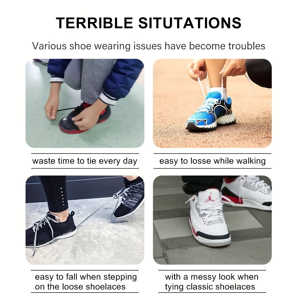 Easy Slip-On No-Tie Elastic Shoelaces with Metal Buckle - Quick Fasten, Machine Washable, Solid Color