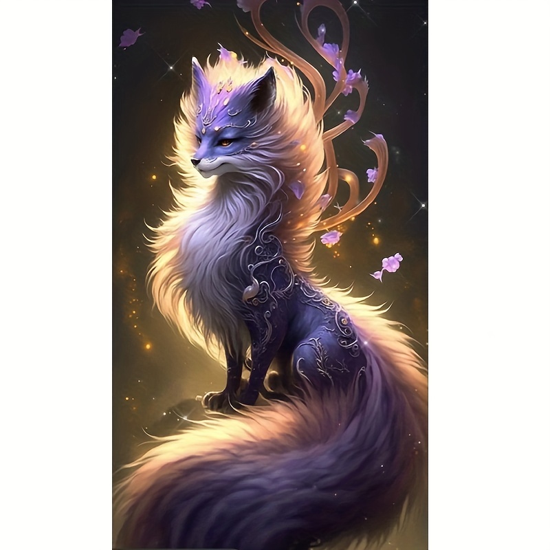 

1pc Enchanting Fox 5d Diamond Art Painting Full Round Diamond Handmade Craft Art Kits Home Wall Decor Gift