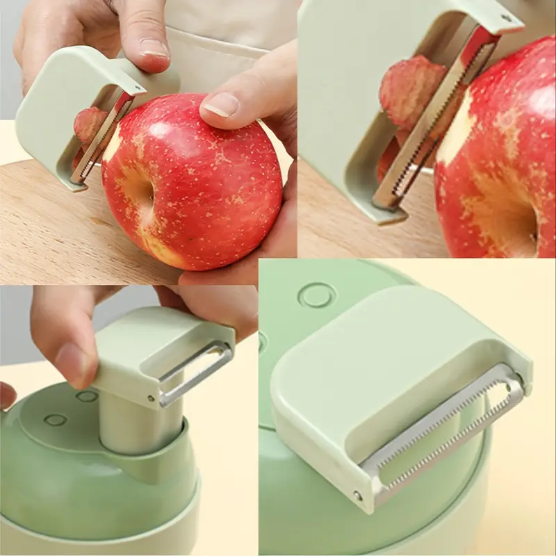 Procesador de alimentos eléctrico multifuncional 4-en-1 con batería re ble de 1200mAh de , USB, , cuchillas inoxidable, y cortadora de verduras inalámbrica y portátil, herramienta de preparación - detalles 5