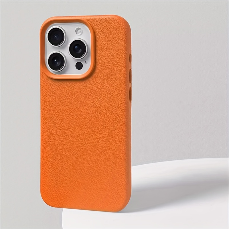 [Shockproof iPhone Case] Ultra-fiber Faux Leather iPhone 16/ 15/ 14/ 13/ 12 Pro Max Plus Shockproof Back Cover | TPU Silicone Case, Integrated Anti-shock Protection, Classic Simple Mobile Phone Case