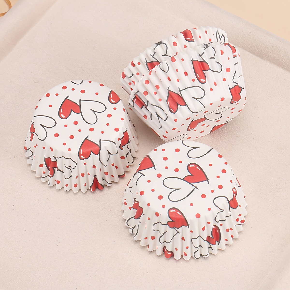 E-shop 100 Valentinstags-Design 1,97x1,18-Zoll Muffin Cupcake Förmchen, Backzubehör für Zuhause, Geeignet für verschiedene Anlässe wie Hochzeitssaison,
