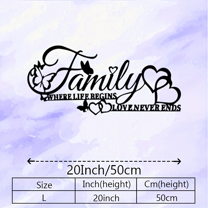 TEMU Wall Sculptures 1pc Elegant Family Sign Metal Wall Art, Elegant Family Sign Statue Mural, Perfect For Living Room, Bedroom, Kitchen Decor,