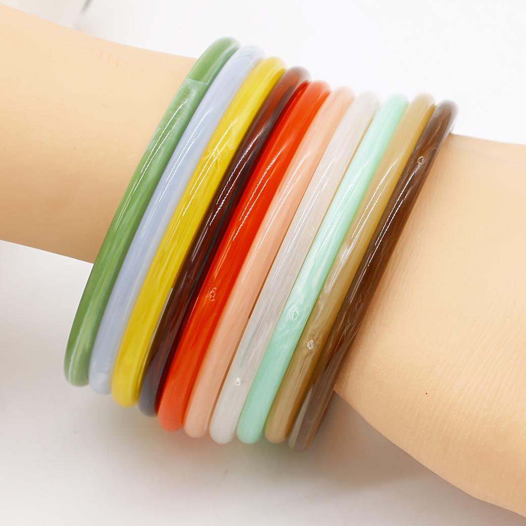 4pc Colored Cloud Mist Pattern Imitation Thin Bangle Set