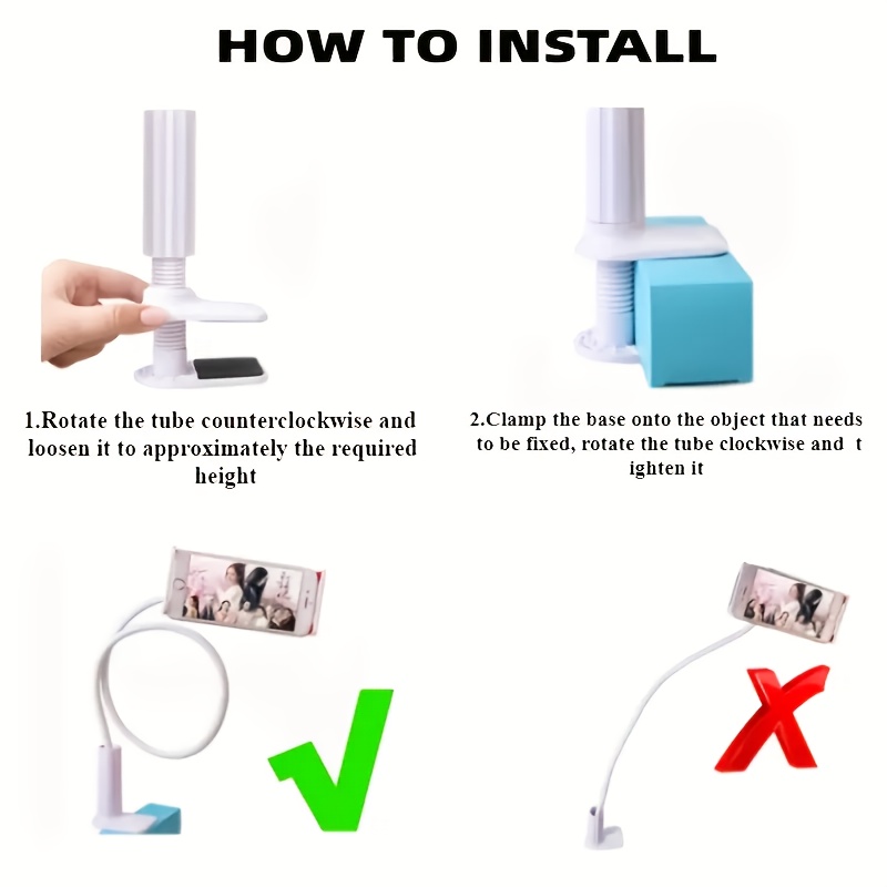 360° Rotating Bedside Phone Holder - Adjustable Angle, Ergonomic Design for Comfortable Use in Bed, White, Bedside Phone Holder, Bedtime Entertainment, Modern Accessory, Durable Plastic